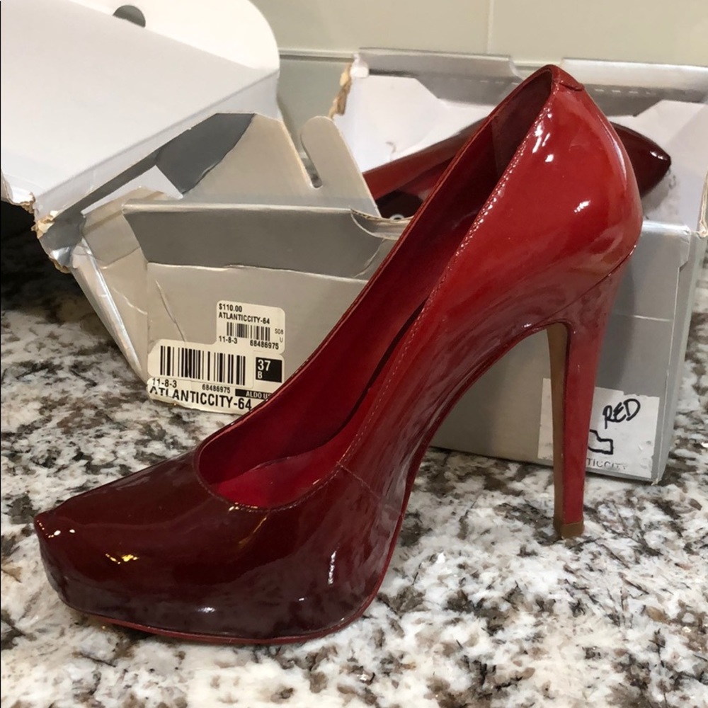 Red Aldo high heels with box